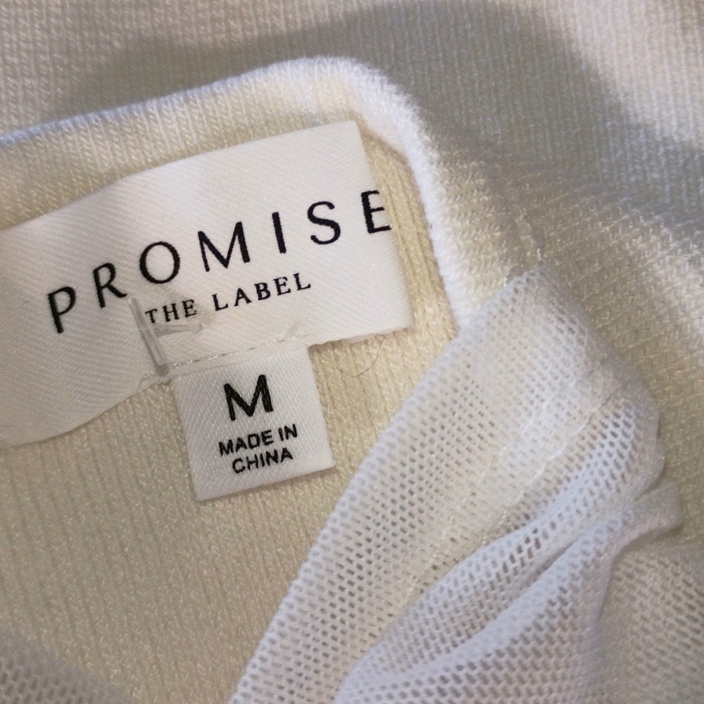 Promise The Label White Mesh Strap Corset Knit Top Crisscross Back Medium - Picture 5 of 11